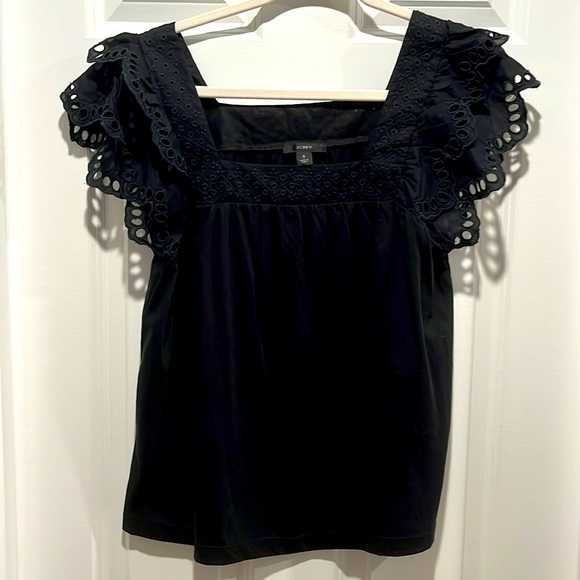 J. Crew Tops - J.Crew square neck eyelet cap sleeve tank